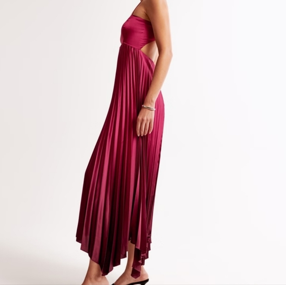 NewAbercrombie and Fitch Giselle clasp back sz large Petite Adjust pleated dress - Picture 1 of 2